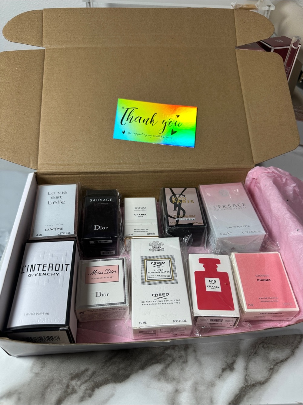 LUXURY Designer Mini Perfume Set of 10. Sizes  4, 5, 7, 7.5, 10, 15 mL